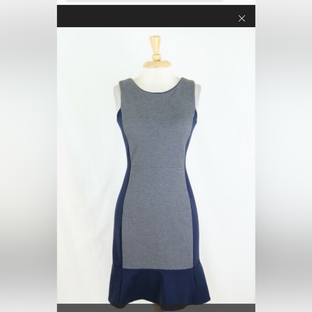 J Crew navy gray color lock shift dress sleeveless 4